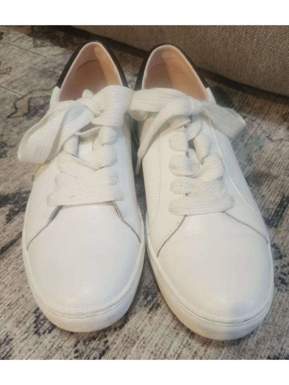 Kate Spade Women's Sz. 9.5B Alanna White & Black Leather Sneakers
